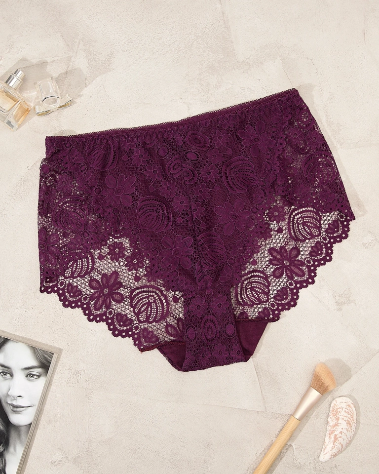 Royalfashion Женские кружевные трусики фиолетового цвета PLUS SIZE