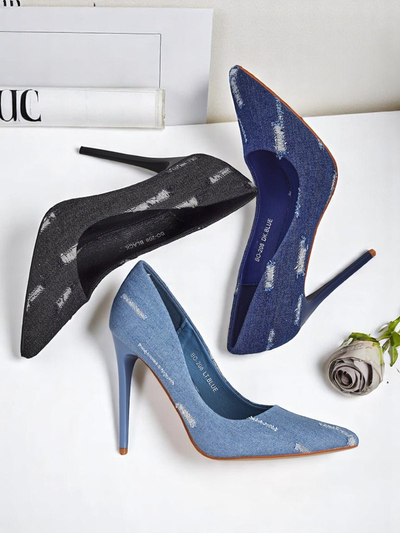 Royalfashion Moteriški stileto aukštakulniai Denim Chic