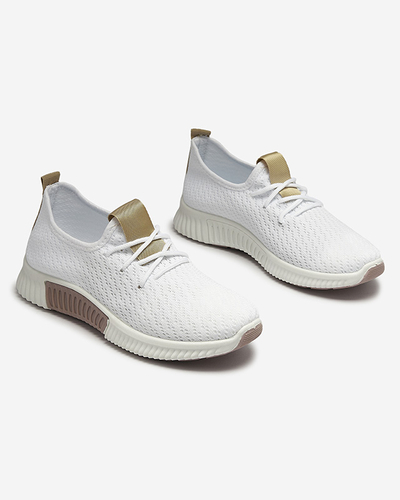 Balti moteriški sportiniai bateliai su rudais įdėklais Kedeti - Avalynė