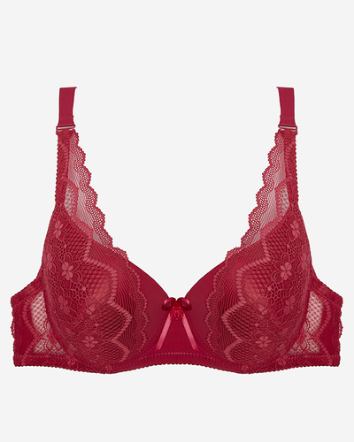 Бордовый женский бюстгальтер с кружевом - Нижнее белье