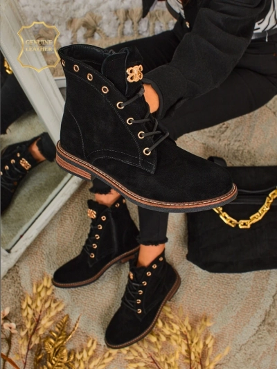 Auliniai batai moterims Aurelia Romano iš natūralios zomšos – rudi, su kailiuku