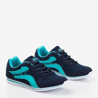 Темно-синие женские кроссовки с голубыми вставками Kannasi