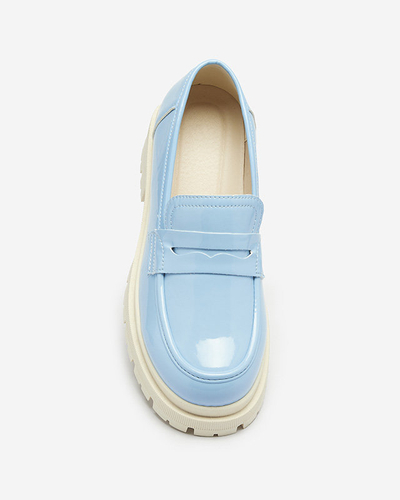 Royalfashion Синие лакированные мокасины для женщин Noppel
