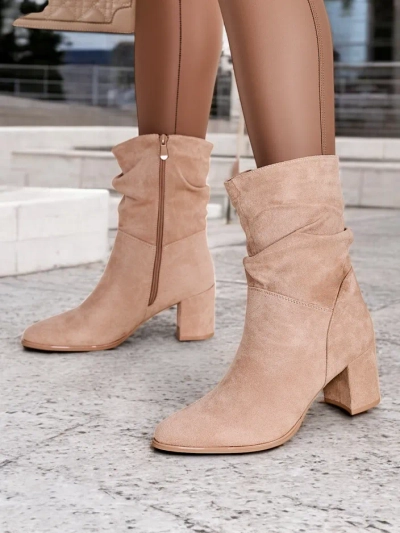 Royalfashion eko-suede moteriški auliniai bateliai su blokuotu kulnu Korride