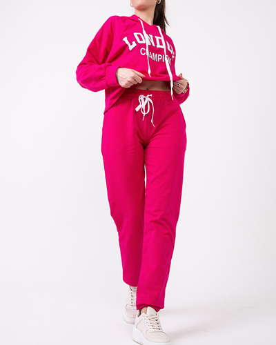 Fuksijos spalvos moteriškas sportinis prakaito komplektas- drabužiai