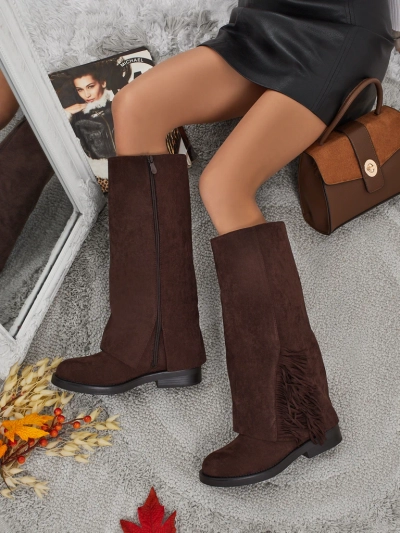 Damskie kozaki eko zamszowe z cholewką Ismara