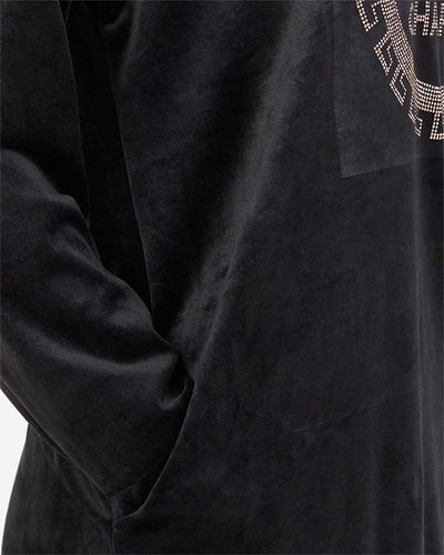 Длинная черная женская туника с цирконами