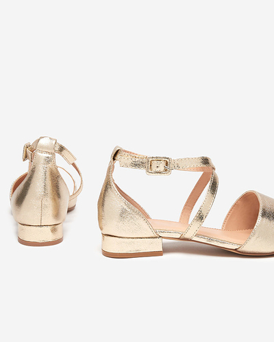 OUTLET Auksinės moteriškos balerinos plokščiakulniais Osies- Bateliai