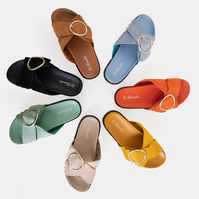 Oranžinės moteriškos basutės su „Ripi“ sagtimi - Avalynė