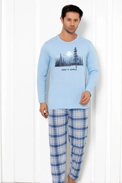 Royalfashion Мужские хлопковые пижамы в клетку