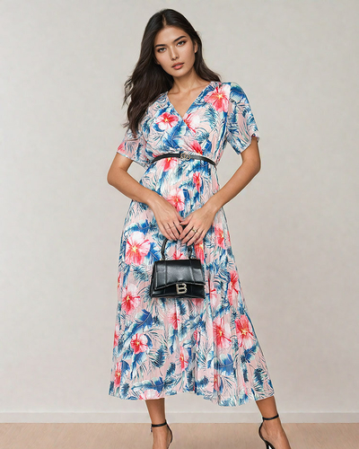 Royalfashion Женское плиссированное цветочное платье-миди