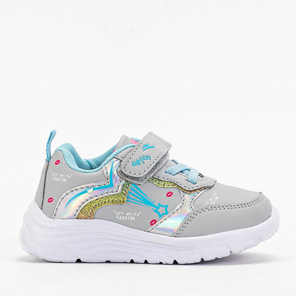 OUTLET Šviesiai pilki mergaičių sportiniai bateliai su Jako- Footwear raštu