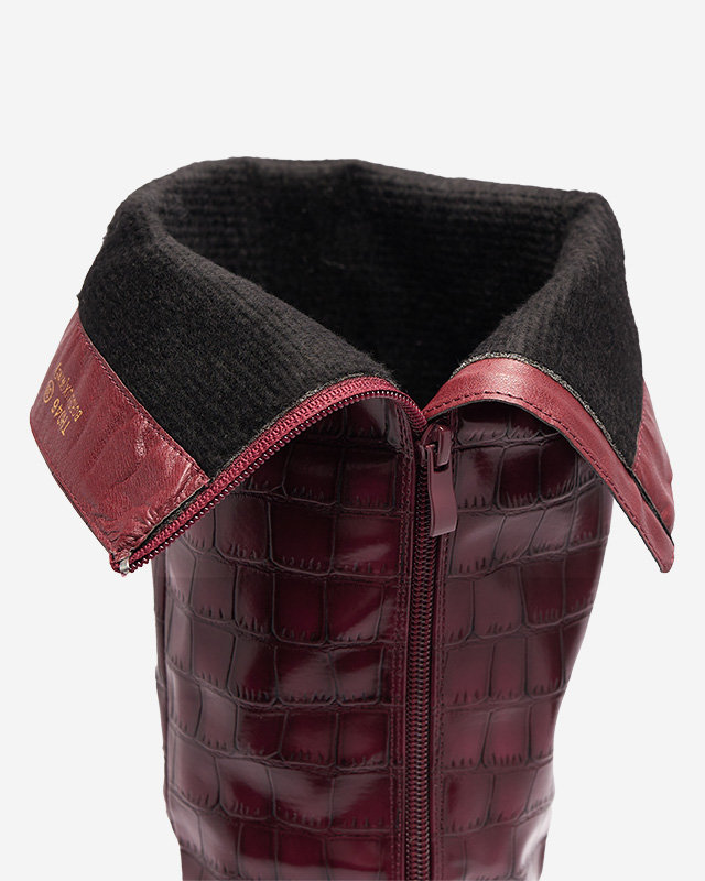 Moteriški bordo spalvos bateliai su įspaudais Mastiu- Avalynė