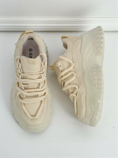 Sneakersy beżowe Athenia - platforma 6,5 cm, eko skóra!
