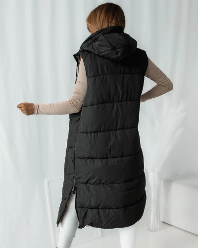 Royalfashion Черно-кремовый длинный двусторонний стеганый жилет