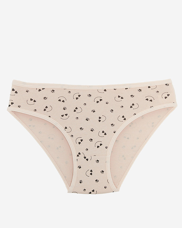 Smėlio spalvos medvilninės moteriškos kelnaitės su raštu - Apatiniai