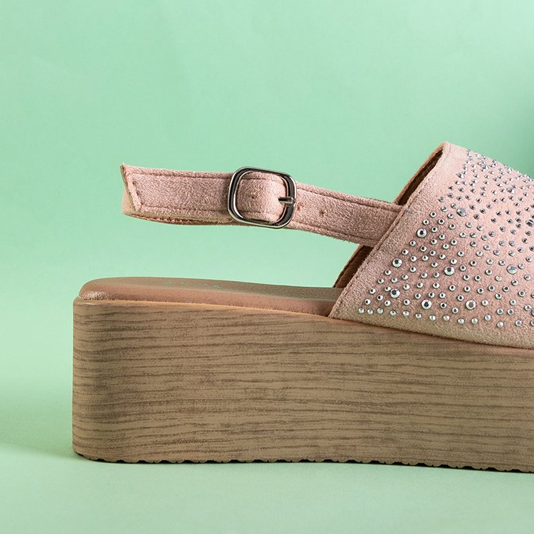 Švelniai rožinės moteriškos basutės „Peneli“ platformoje - Avalynė