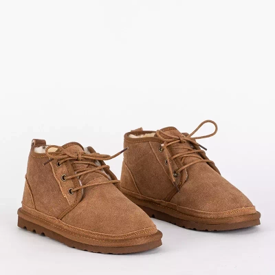 OUTLET Детские коричневые зимние короткие ботинки на шнуровке Tibilis- Shoes