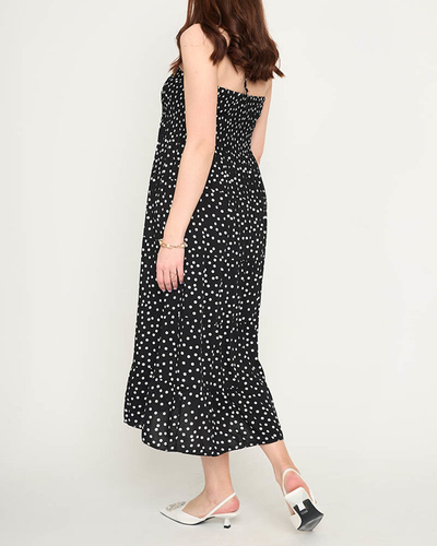 Черное женское платье миди в горошек PLUS SIZE