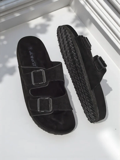 Bella Duo Slides - Faux Suede and Mega Style!