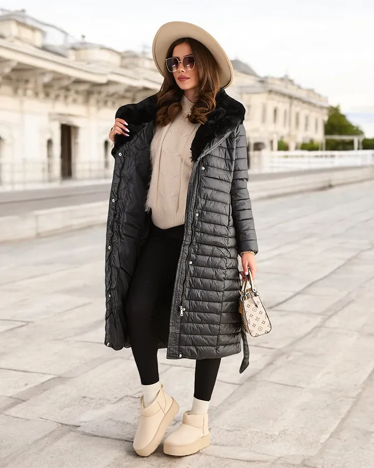 Karališka mada Ilgas moteriškas paltas