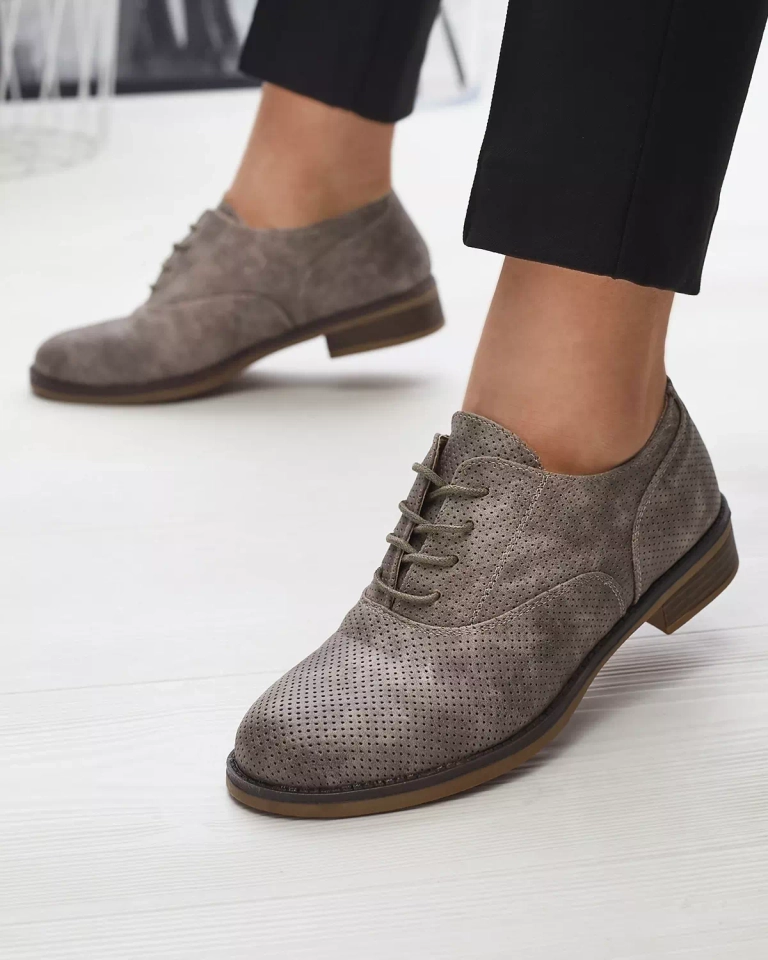 Moteriški ažūriniai pusbačiai chaki spalvos Azedvi - Avalynė