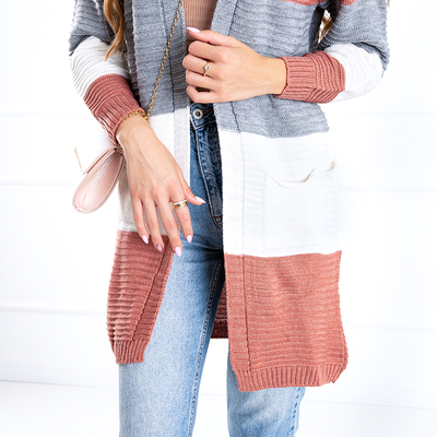 Spalvotas moteriškas megztinis su kišenėmis - Drabužiai