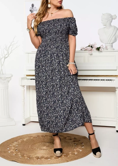 Выкройка темно-синего женского макси-платья Одежда