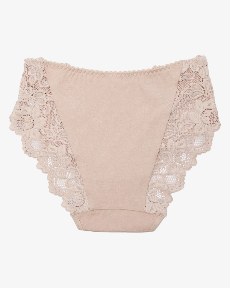 Smėlio spalvos moteriškos kelnaitės su nėriniais - Apatinis trikotažas