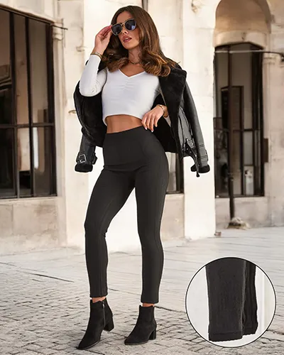 Royalfashion Женские утепленные ребристые леггинсы