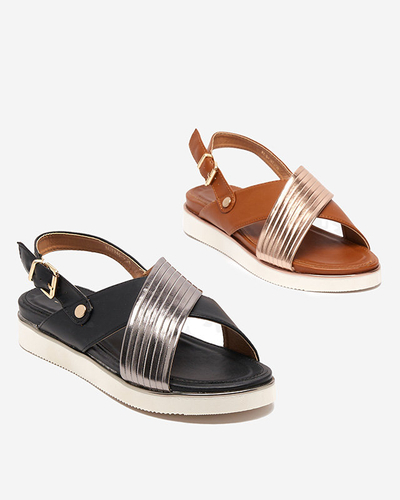 Juodos moteriškos basutės su sidabriniu dirželiu Gerii- Batai