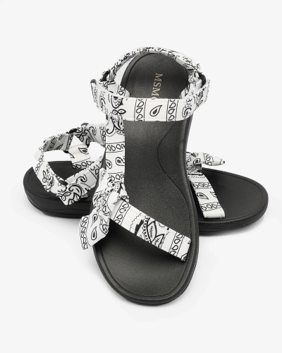 Royalfashion Бело-черные женские сандалии с бантом Oyall