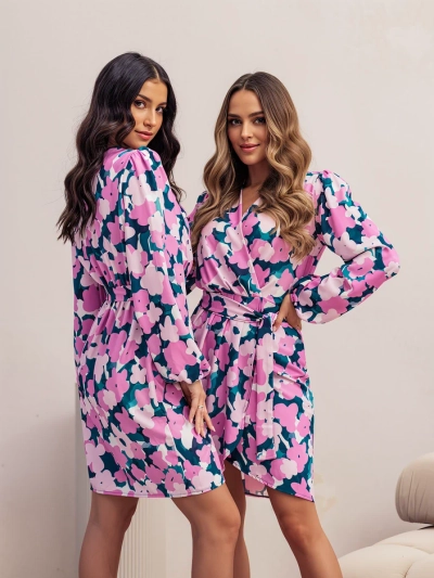 Royalfashion moterų suknelė iki kelių gėlių raštu
