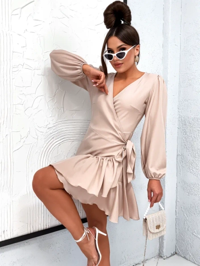 Женское мини-платье Royalfashion с завязками и рюшами