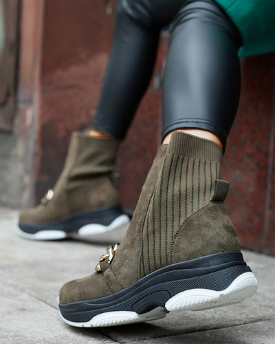 Žali moteriški apšiltinti ekovamzos batai Cuzitta- Avalynė