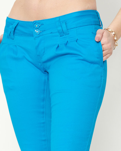 Moteriškos mėlyno audinio kelnės žemu juosmeniu - Drabužiai