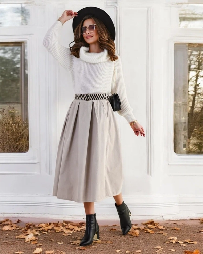 Royalfashion Moterims vidutinio ilgio sijonas a'la velvete