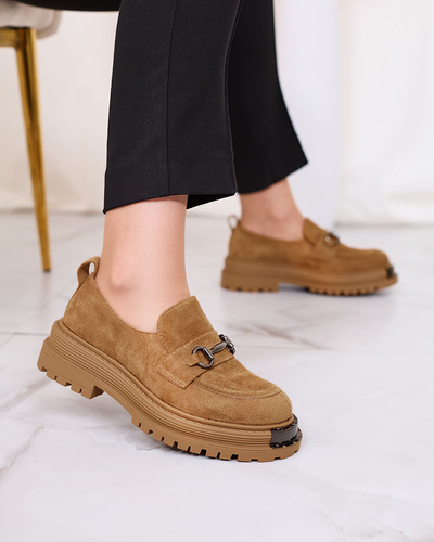 Royalfashion Женские мокасины из экозамши светло-коричневого цвета Metaqom