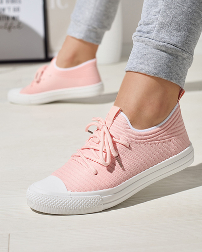 Светло-розовые женские кроссовки в рубчик Manfer- Shoes