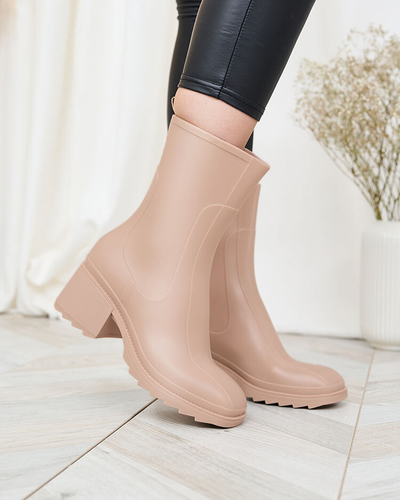 Royalfashion Smėlio spalvos matiniai moteriški auliniai batai Tentiris