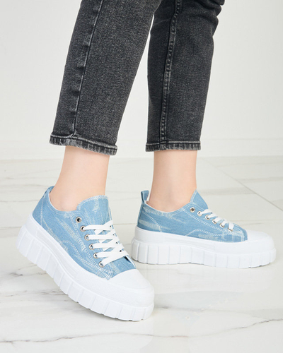 Mėlyni moteriški sportbačiai a'la džinsai Resi platformoje - Avalynė
