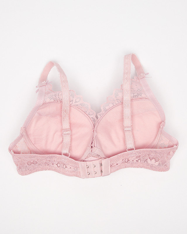 Moteriška rožinė push-up liemenėlė su nėriniais - Apatiniai rūbai