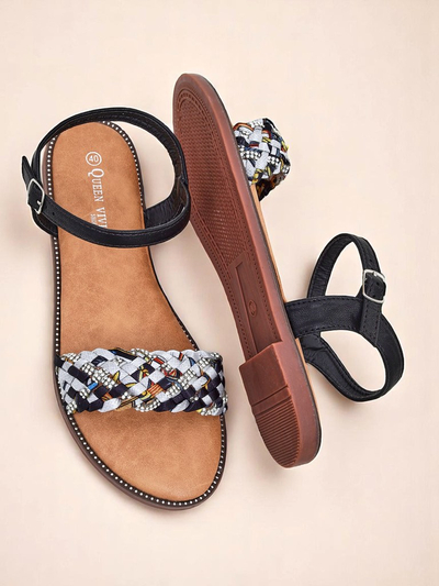 Royalfashion Damskie sandały na płaskiej podeszwie ColorStrap