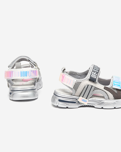 Pilkos spalvos mergaičių basutės su holografiniais intarpais iš Heilol - Footwear