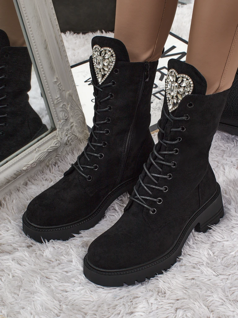 Eko zomšiniai moteriški aulinukai su raišteliais Emelune