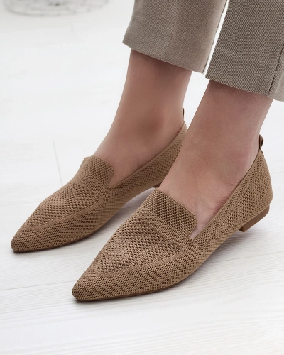 Женские тканевые балеринки светло-коричневого цвета Aqsak- Footwear