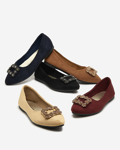 Коричневые женские балетки с украшением Linselisa