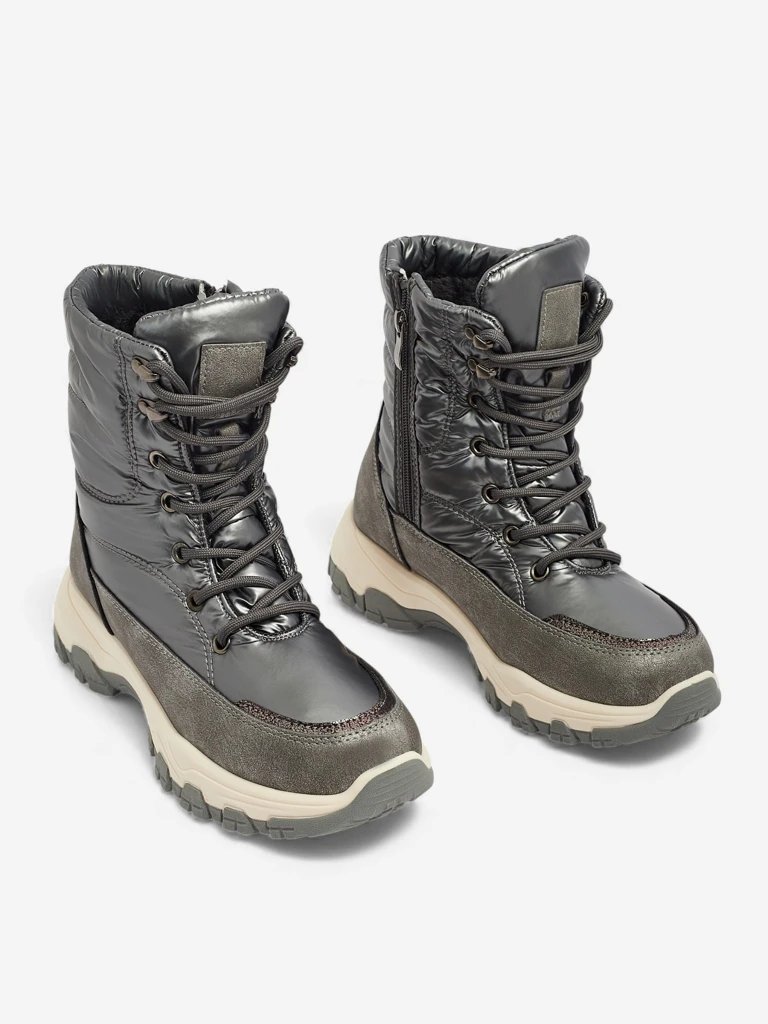 Botki Damskie Aurora Srebrne Ekologiczne Casualowe na Zimę