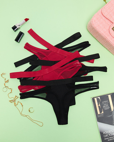 Одноцветный комплект женских стрингов с вырезами 5 шт/уп- Нижнее белье