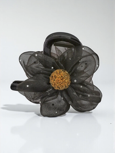 Royalfashion Hair Clip - Tulle Flower with Glitter Center, perfect for a party!